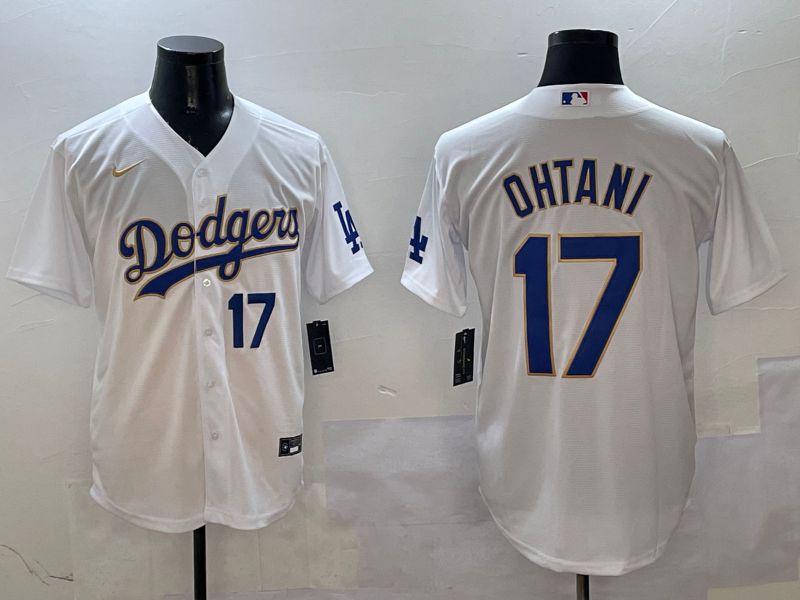 Men Los Angeles Dodgers #17 Ohtani White Blue Game 2025 Nike MLB Jersey style 4026